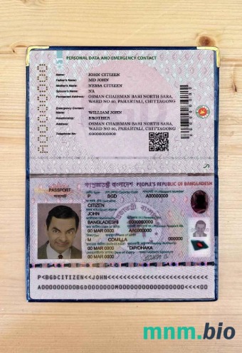 Bangladesz e-paszport 2020-obecnie wygląd zdjęcia pliki PSD, skan i fotografowany obraz